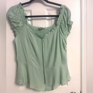 Urban Romantics Mint Peasant Top